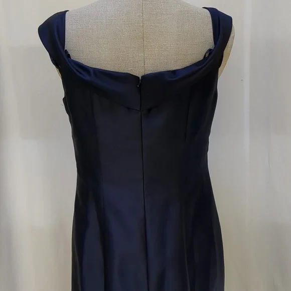 Xscape Navy Off-Shoulder Prom Dress - Picture 7 of 14